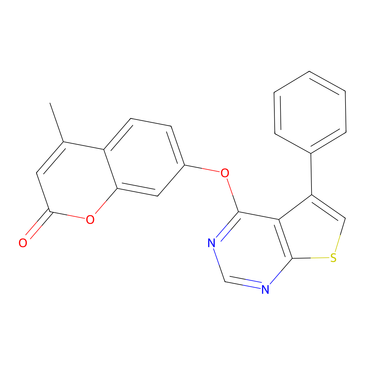 4-methyl-7-({5-phenylthieno[2,3-d]pyrimidin-4-yl}oxy)-2H-chromen-2-one molecular structure, CAS 307511-81-5