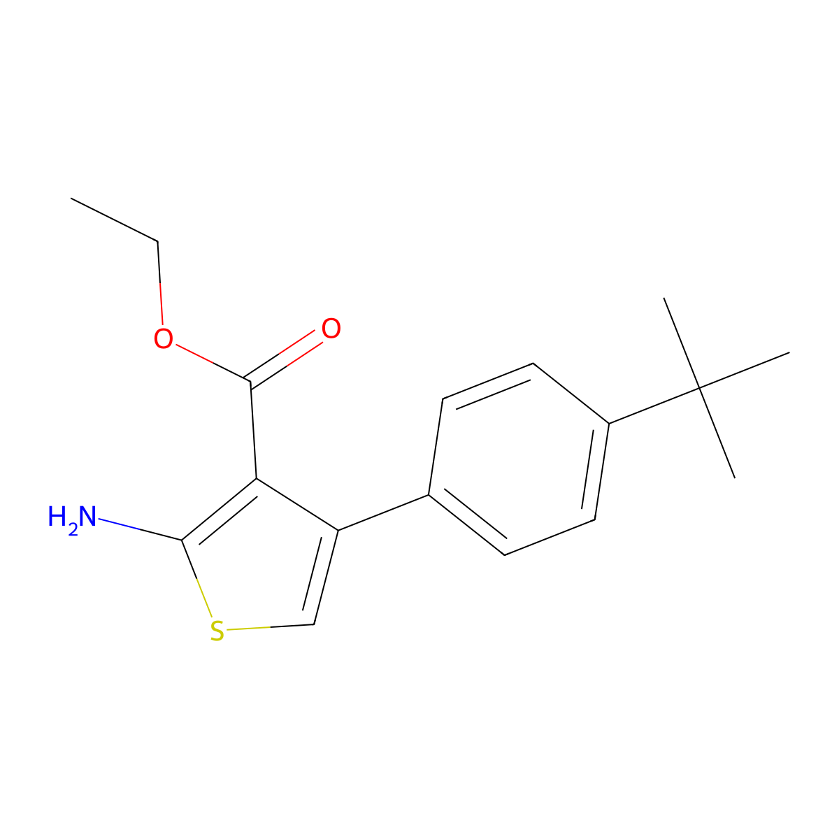 Ethyl 2-amino-4-(4-tert-butylphenyl)thiophene-3-carboxylate molecular structure, CAS 307511-84-8