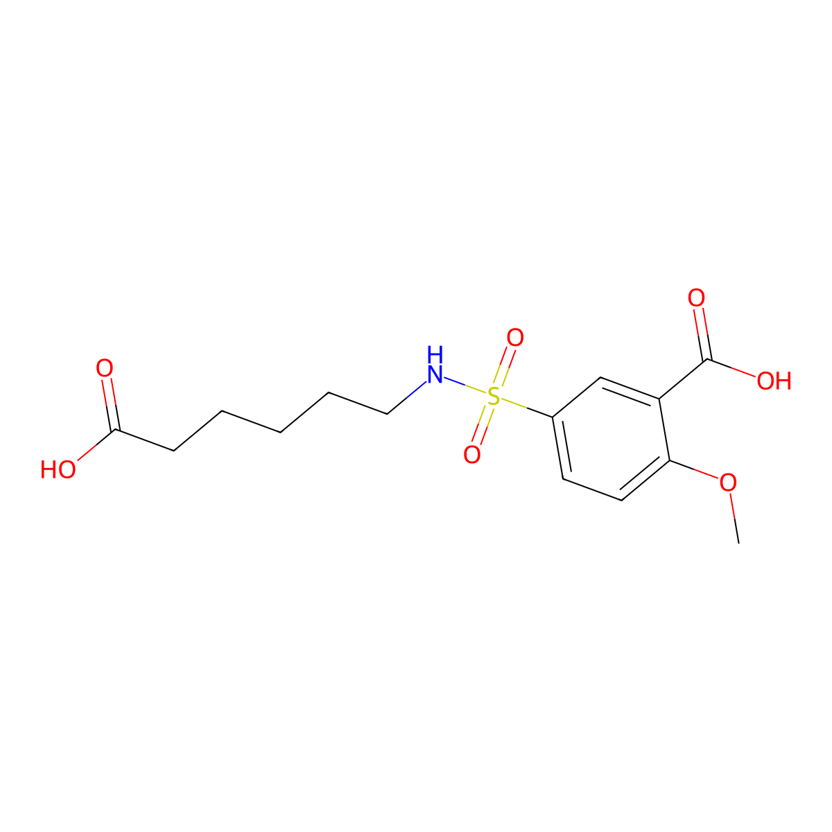5-(5-Carboxy-pentylsulfamoyl)-2-methoxy-benzoic acid molecular structure, CAS 307512-09-0