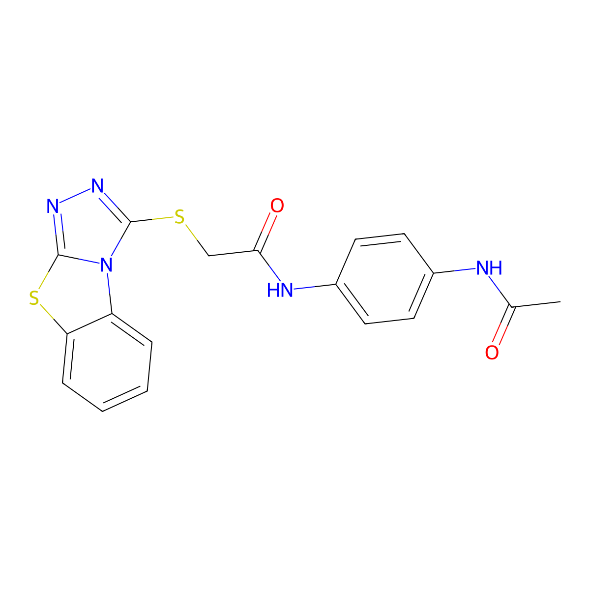 N-(4-acetamidophenyl)-2-{7-thia-2,4,5-triazatricyclo[6.4.0.0^{2,6}]dodeca-1(8),3,5,9,11-pentaen-3-ylsulfanyl}acetamide molecular structure, CAS 307512-10-3