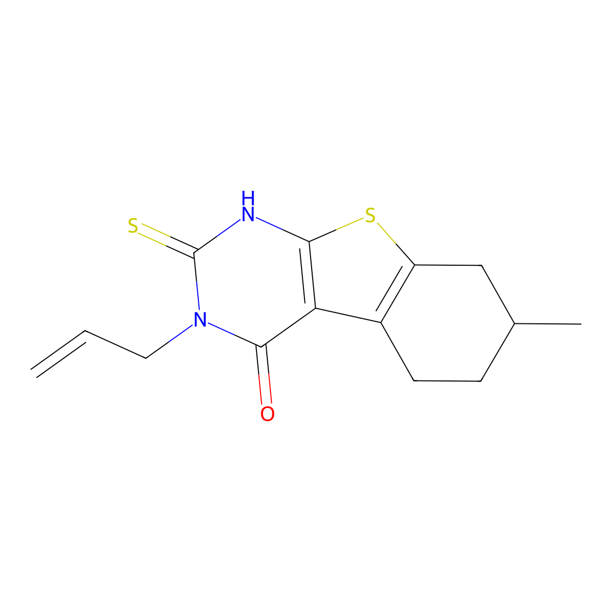 3-allyl-2-mercapto-7-methyl-5,6,7,8-tetrahydro[1]benzothieno[2,3-d]pyrimidin-4(3H)-one molecular structure, CAS 307512-22-7