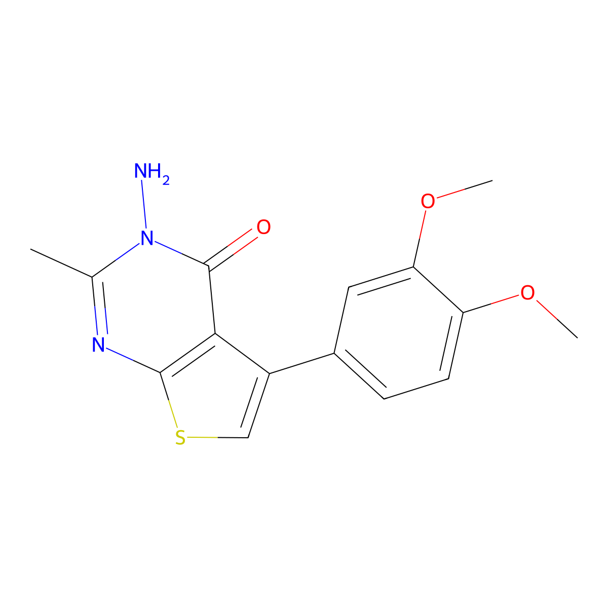 3-amino-5-(3,4-dimethoxyphenyl)-2-methyl-3H,4H-thieno[2,3-d]pyrimidin-4-one molecular structure, CAS 307512-25-0