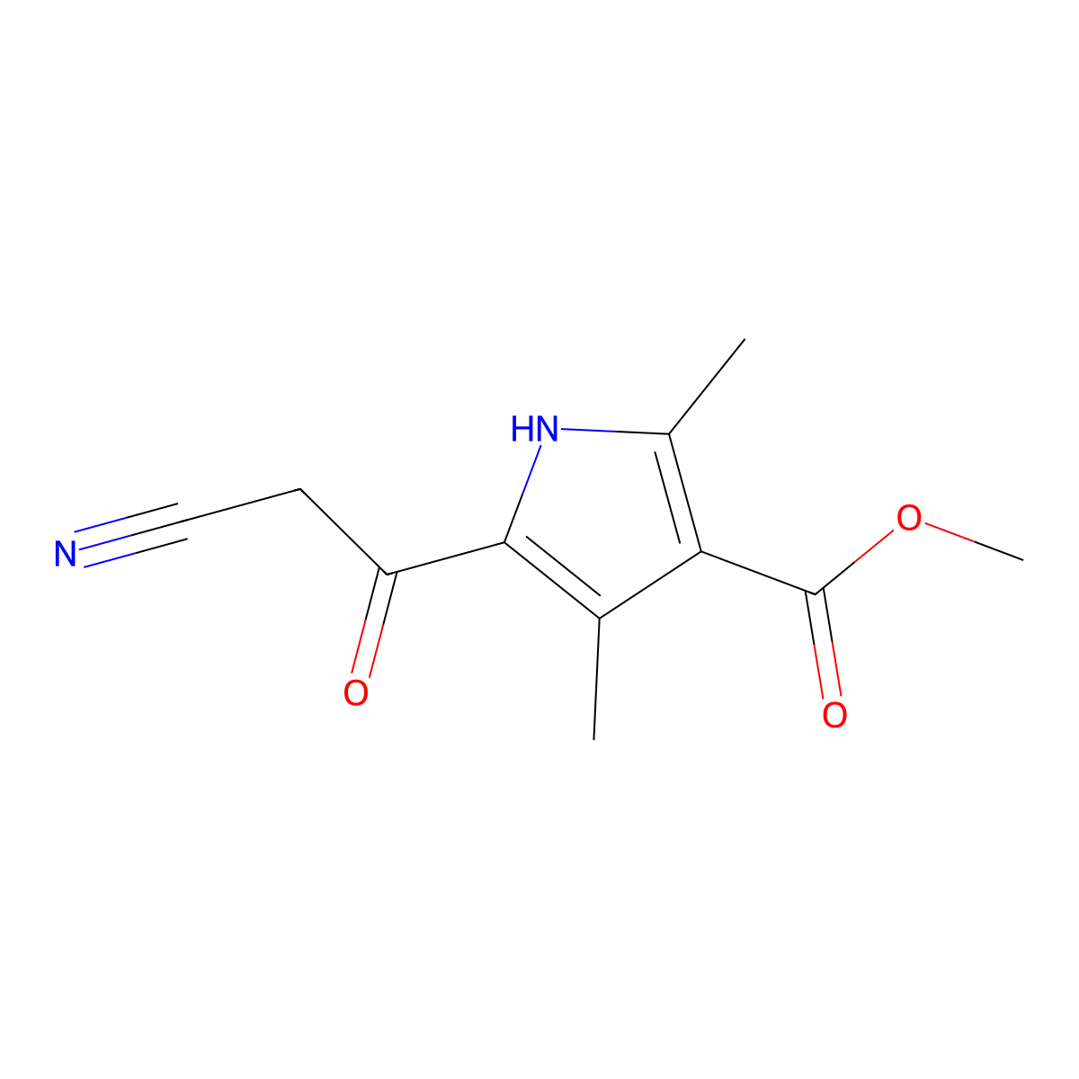 methyl 5-(2-cyanoacetyl)-2,4-dimethyl-1H-pyrrole-3-carboxylate molecular structure, CAS 307512-39-6
