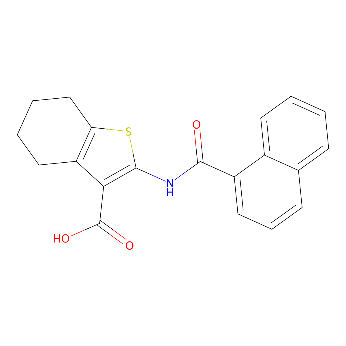2-[(1-Naphthylcarbonyl)amino]-4,5,6,7-tetrahydro-1-benzothiophene-3-carboxylic acid molecular structure, CAS 307512-41-0