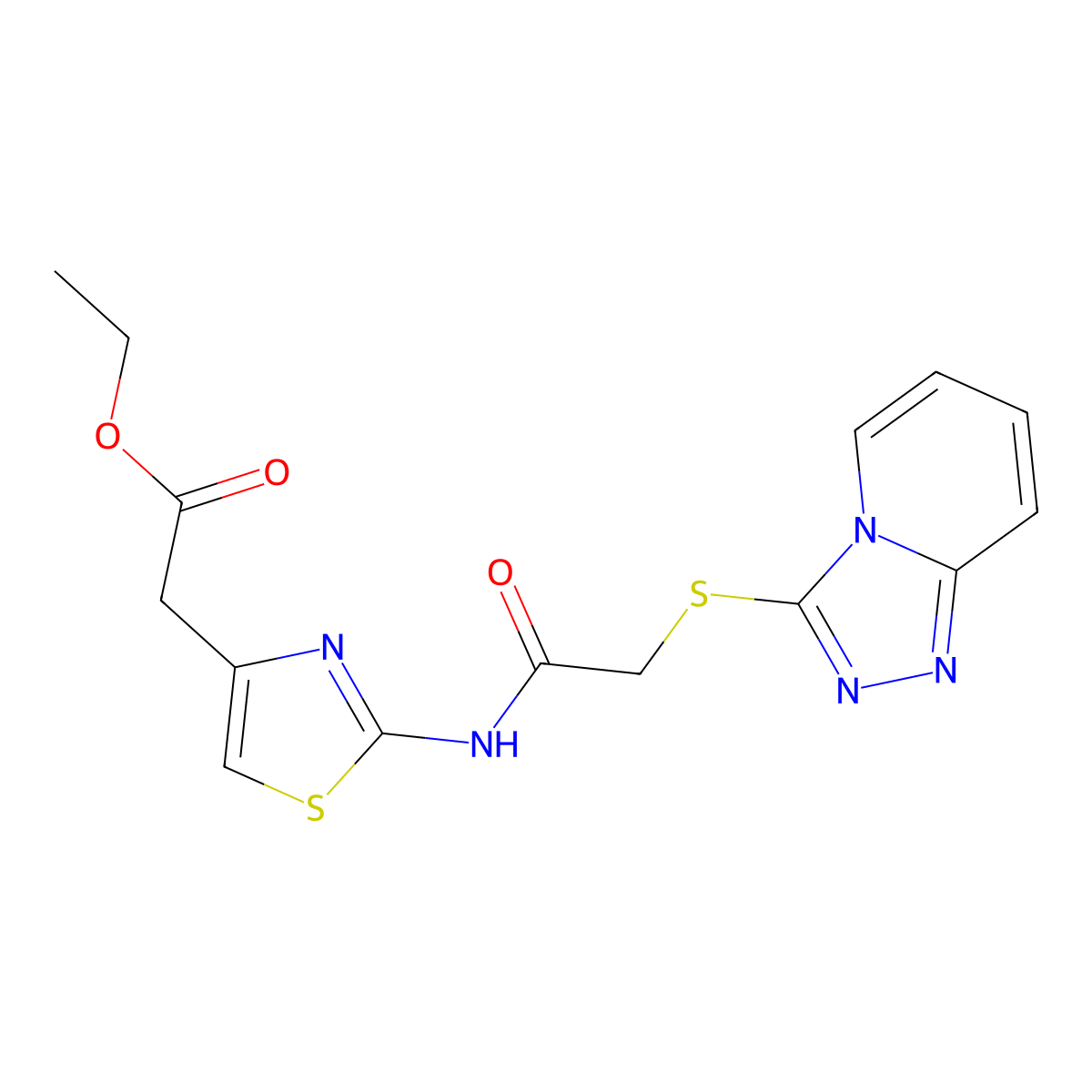 Ethyl 2-[2-(2-{[1,2,4]triazolo[4,3-a]pyridin-3-ylsulfanyl}acetamido)-1,3-thiazol-4-yl]acetate molecular structure, CAS 307512-56-7