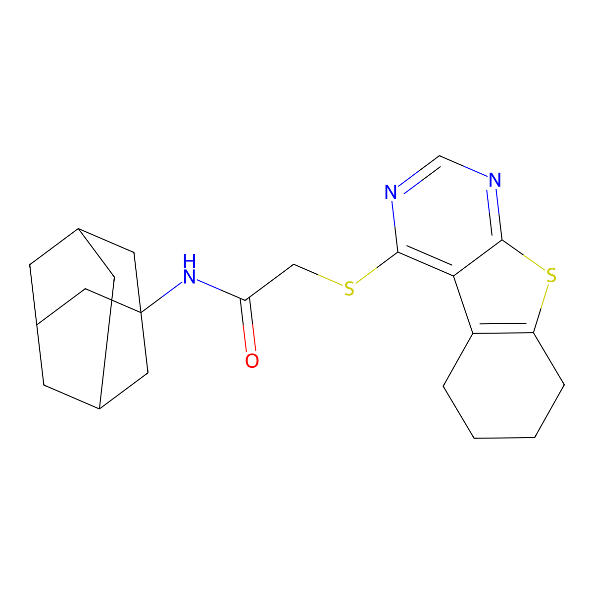 N-(1-adamantyl)-2-(5,6,7,8-tetrahydro[1]benzothieno[2,3-d]pyrimidin-4-ylsulfanyl)acetamide molecular structure, CAS 307512-62-5