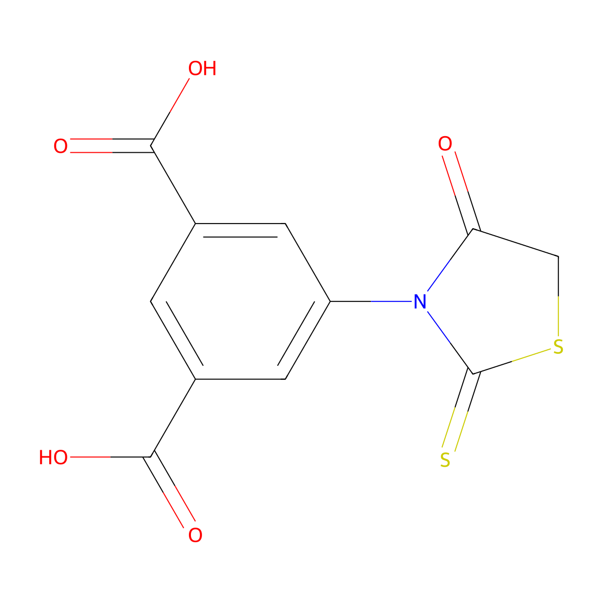 5-(4-Oxo-2-sulfanylidene-1,3-thiazolidin-3-yl)benzene-1,3-dicarboxylic acid molecular structure, CAS 307512-66-9