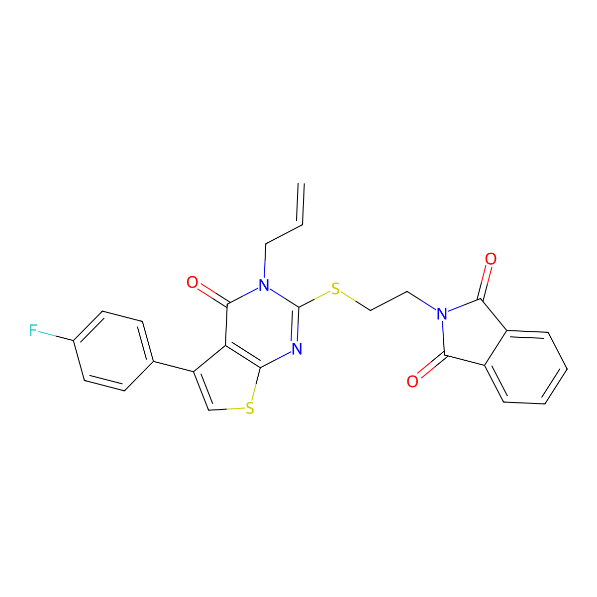 2-(2-((3-Allyl-5-(4-fluorophenyl)-4-oxo-3,4-dihydrothieno[2,3-d]pyrimidin-2-yl)thio)ethyl)isoindoline-1,3-dione molecular structure, CAS 307512-72-7