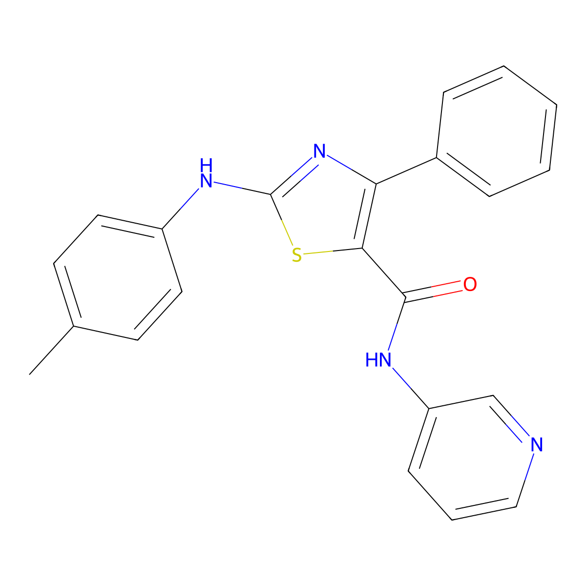 4-phenyl-N-(pyridin-3-yl)-2-(p-tolylamino)thiazole-5-carboxamide molecular structure, CAS 307512-87-4