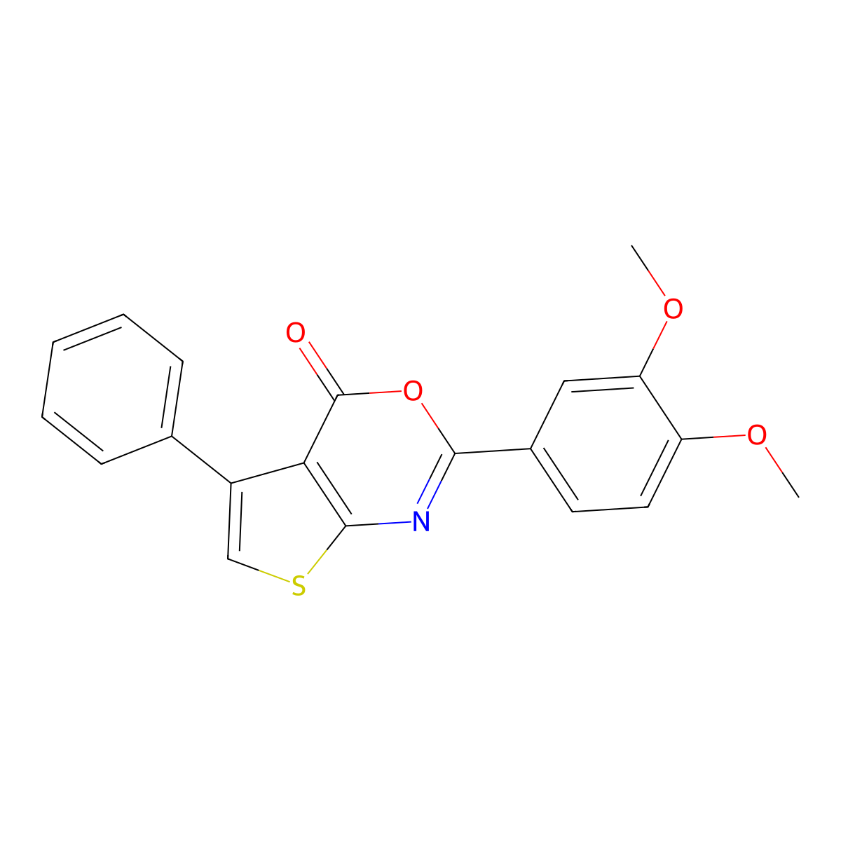 2-(3,4-Dimethoxyphenyl)-5-phenylthiopheno[2,3-d]1,3-oxazin-4-one molecular structure, CAS 307512-96-5