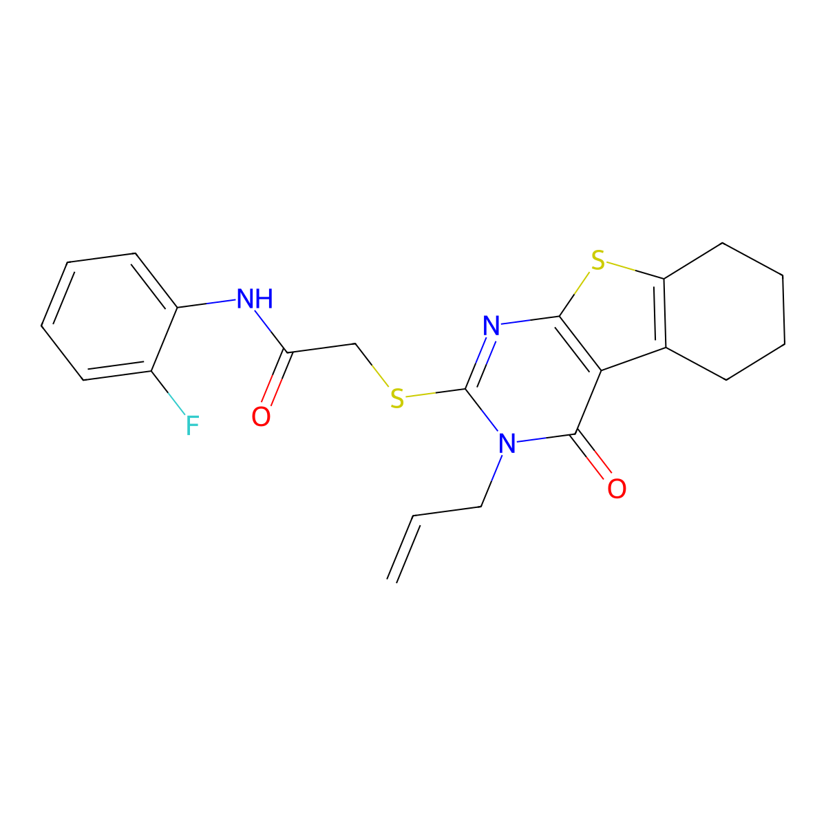 2-[(3-Allyl-4-oxo-3,4,5,6,7,8-hexahydro[1]benzothieno[2,3-D]pyrimidin-2-YL)sulfanyl]-N-(2-fluorophenyl)acetamide molecular structure, CAS 307513-03-7