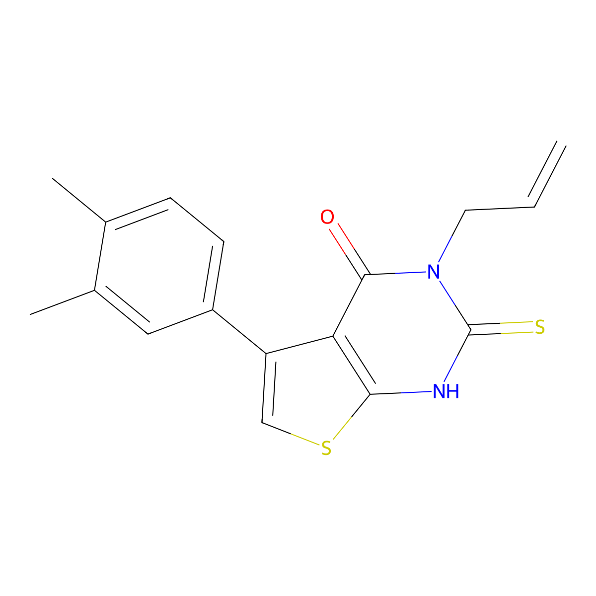 3-allyl-5-(3,4-dimethylphenyl)-2-mercaptothieno[2,3-d]pyrimidin-4(3H)-one molecular structure, CAS 307513-44-6