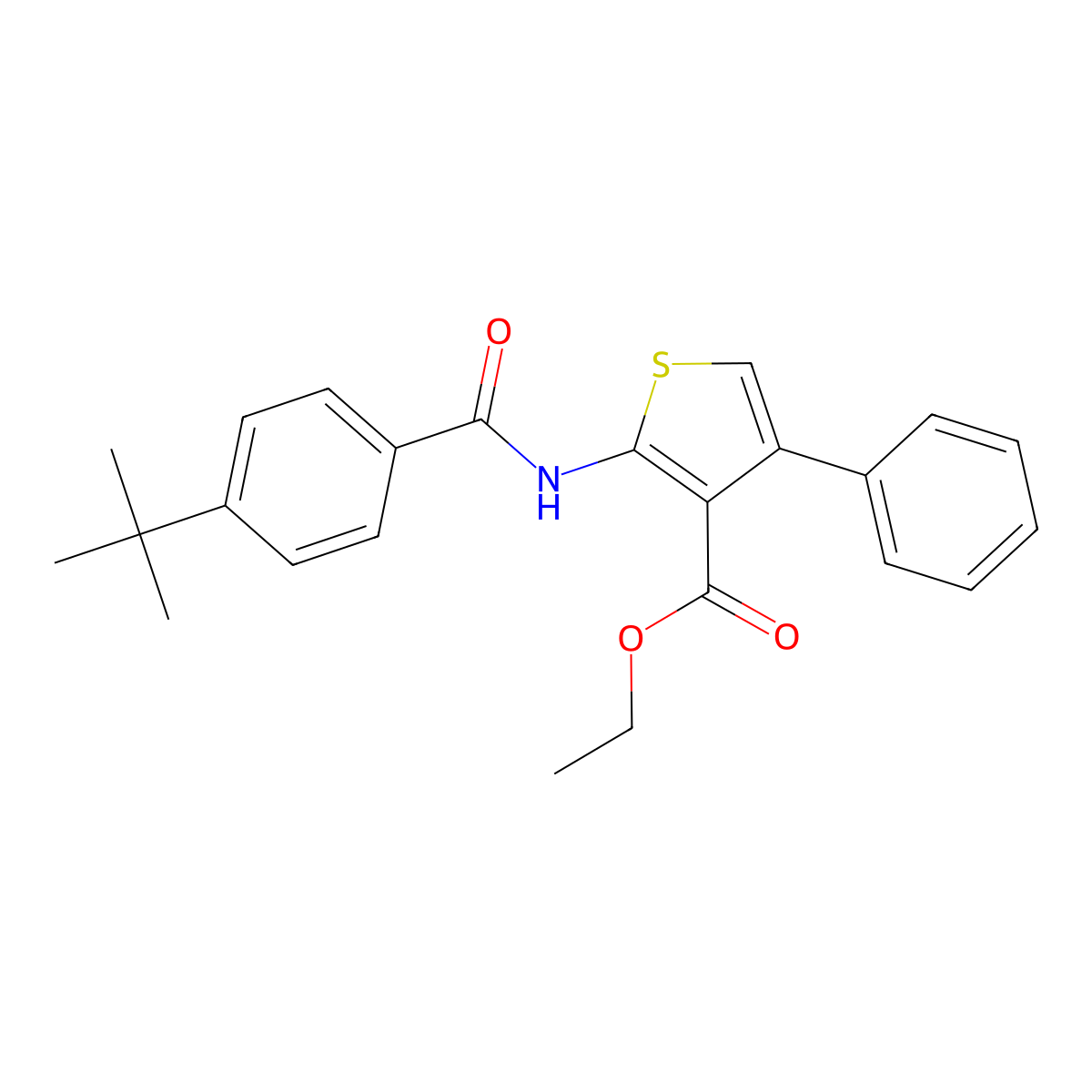 Ethyl 2-(4-(tert-butyl)benzamido)-4-phenylthiophene-3-carboxylate molecular structure, CAS 307513-49-1