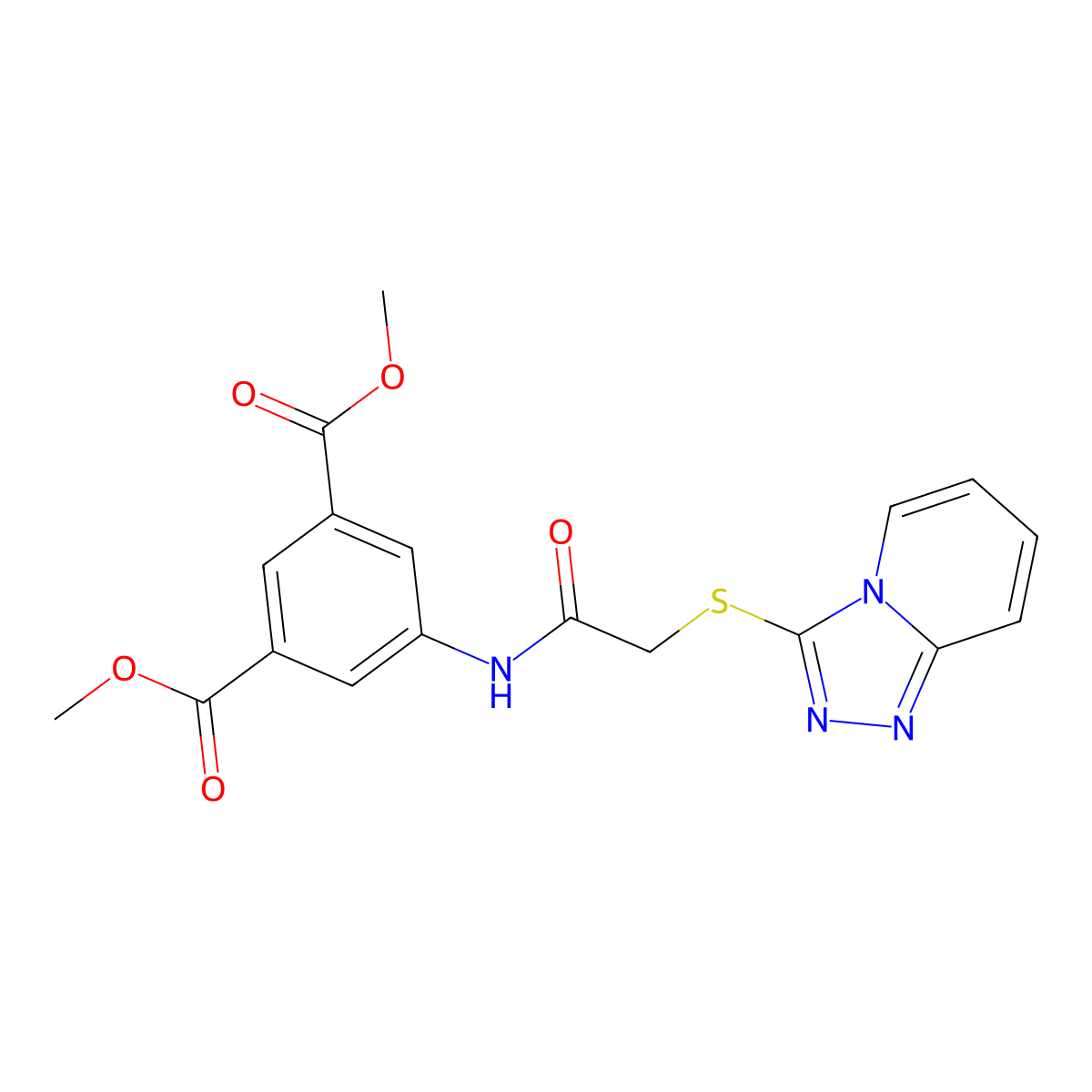 Dimethyl 5-{[([1,2,4]triazolo[4,3-a]pyridin-3-ylsulfanyl)acetyl]amino}benzene-1,3-dicarboxylate molecular structure, CAS 307513-52-6