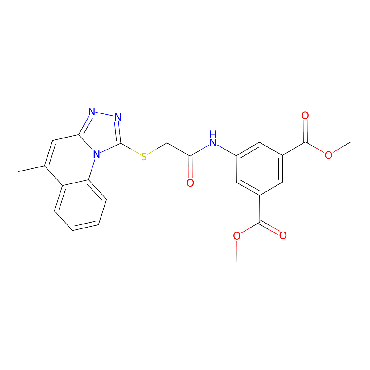 Dimethyl 5-({[(5-methyl[1,2,4]triazolo[4,3-a]quinolin-1-yl)thio]acetyl}amino)isophthalate molecular structure, CAS 307513-54-8