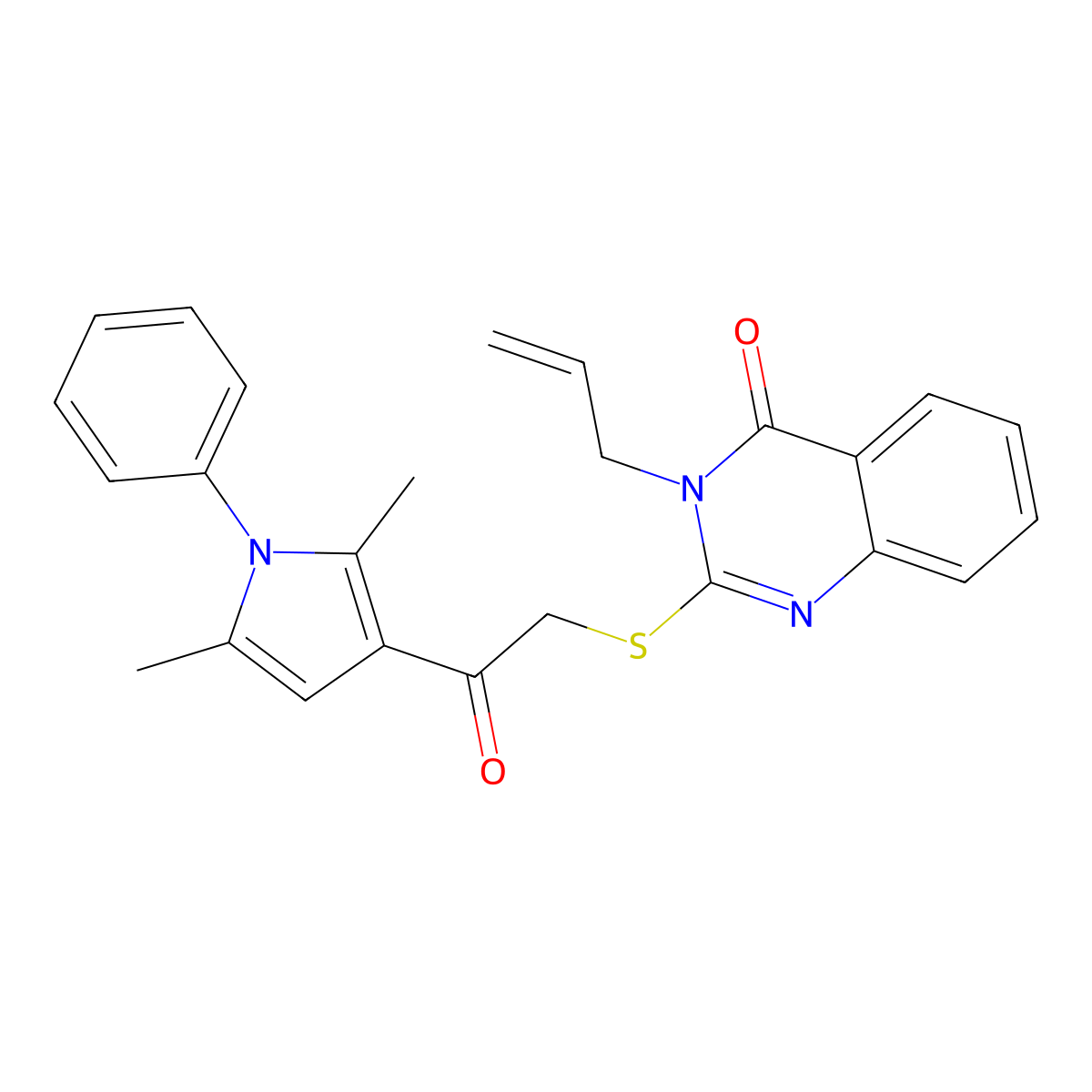 3-allyl-2-((2-(2,5-dimethyl-1-phenyl-1H-pyrrol-3-yl)-2-oxoethyl)thio)quinazolin-4(3H)-one molecular structure, CAS 307513-60-6