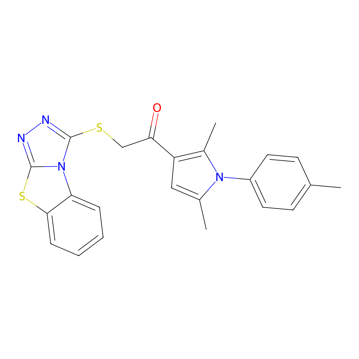 1-[2,5-dimethyl-1-(4-methylphenyl)-1H-pyrrol-3-yl]-2-{7-thia-2,4,5-triazatricyclo[6.4.0.0^{2,6}]dodeca-1(8),3,5,9,11-pentaen-3-ylsulfanyl}ethan-1-one molecular structure, CAS 307513-65-1