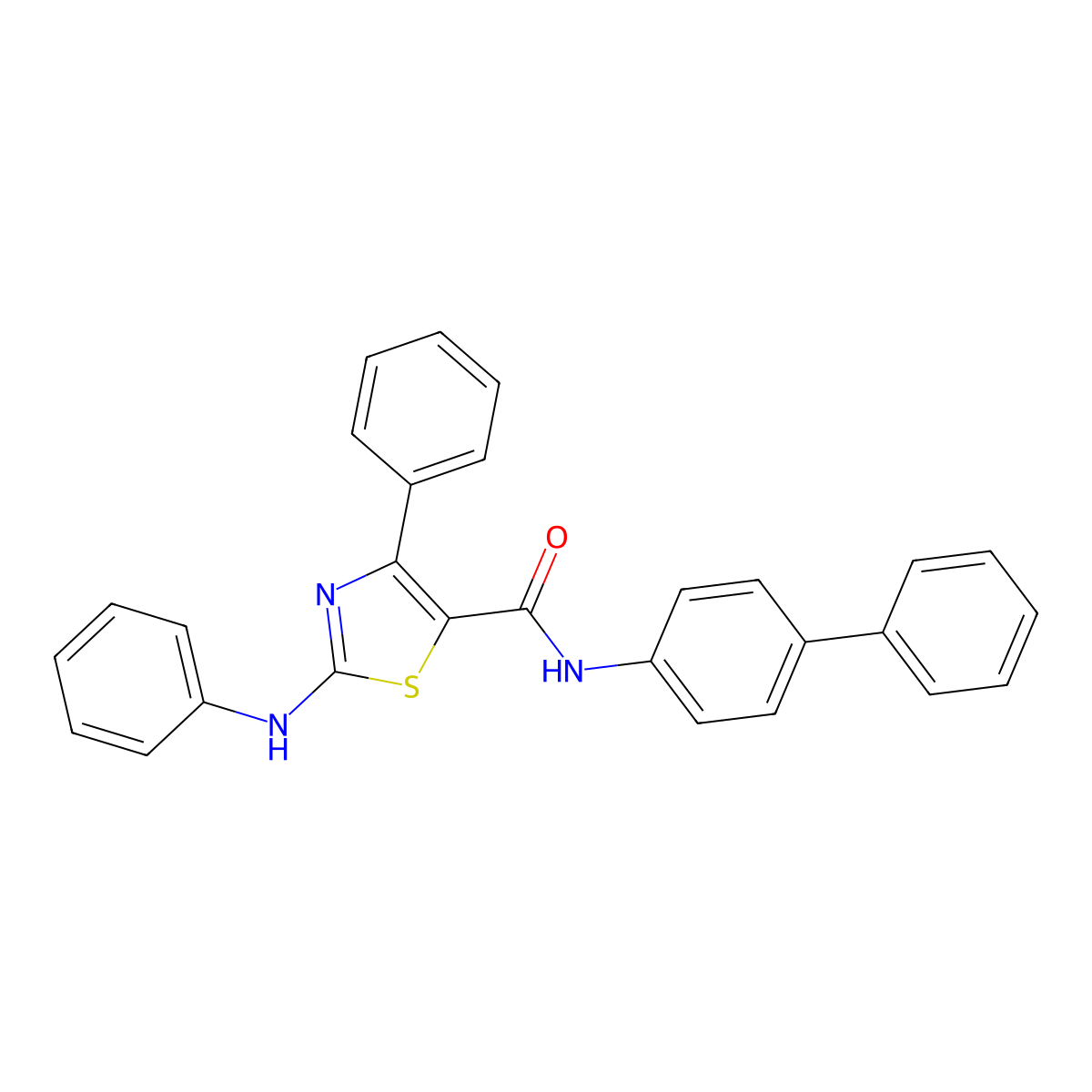 N-(biphenyl-4-yl)-4-phenyl-2-(phenylamino)-1,3-thiazole-5-carboxamide molecular structure, CAS 307513-89-9