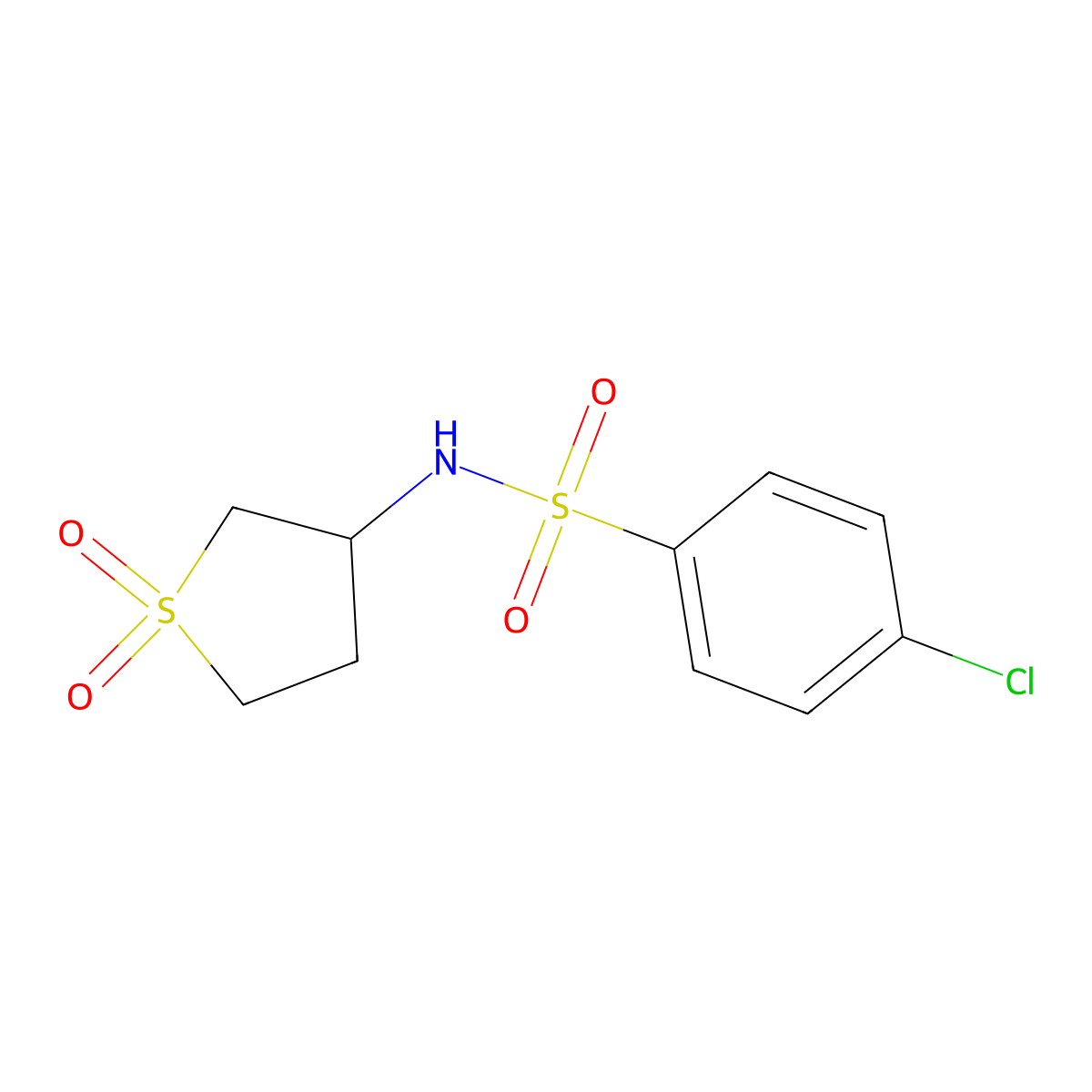 4-chloro-N-(1,1-dioxidotetrahydrothiophen-3-yl)benzenesulfonamide molecular structure, CAS 307514-10-9