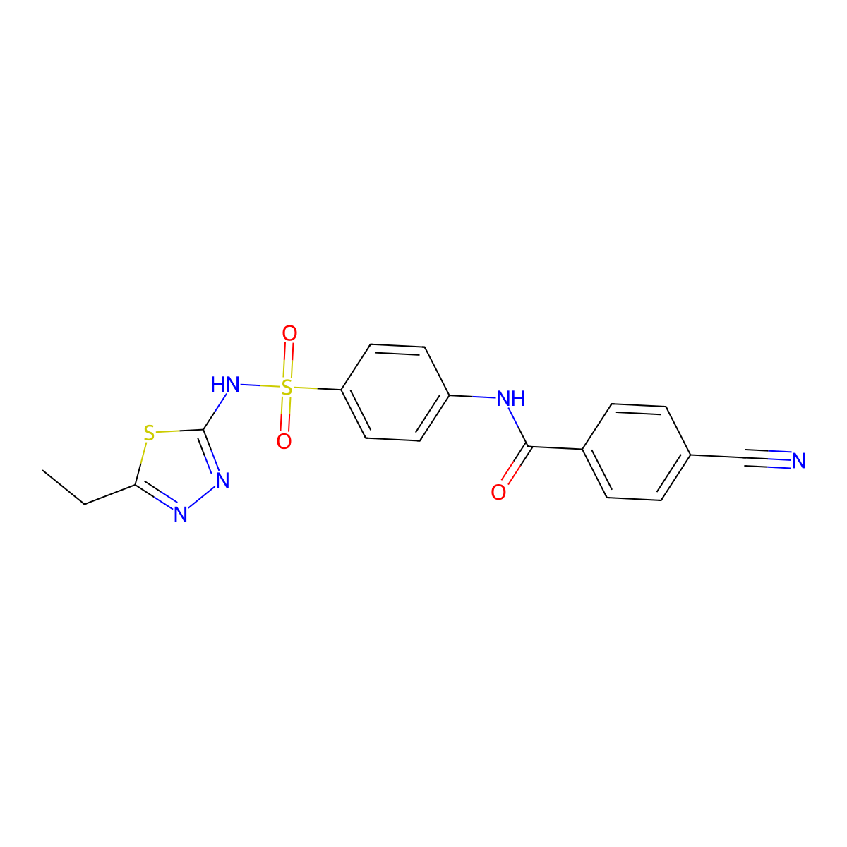 4-cyano-N-{4-[(5-ethyl-1,3,4-thiadiazol-2-yl)sulfamoyl]phenyl}benzamide molecular structure, CAS 307514-13-2