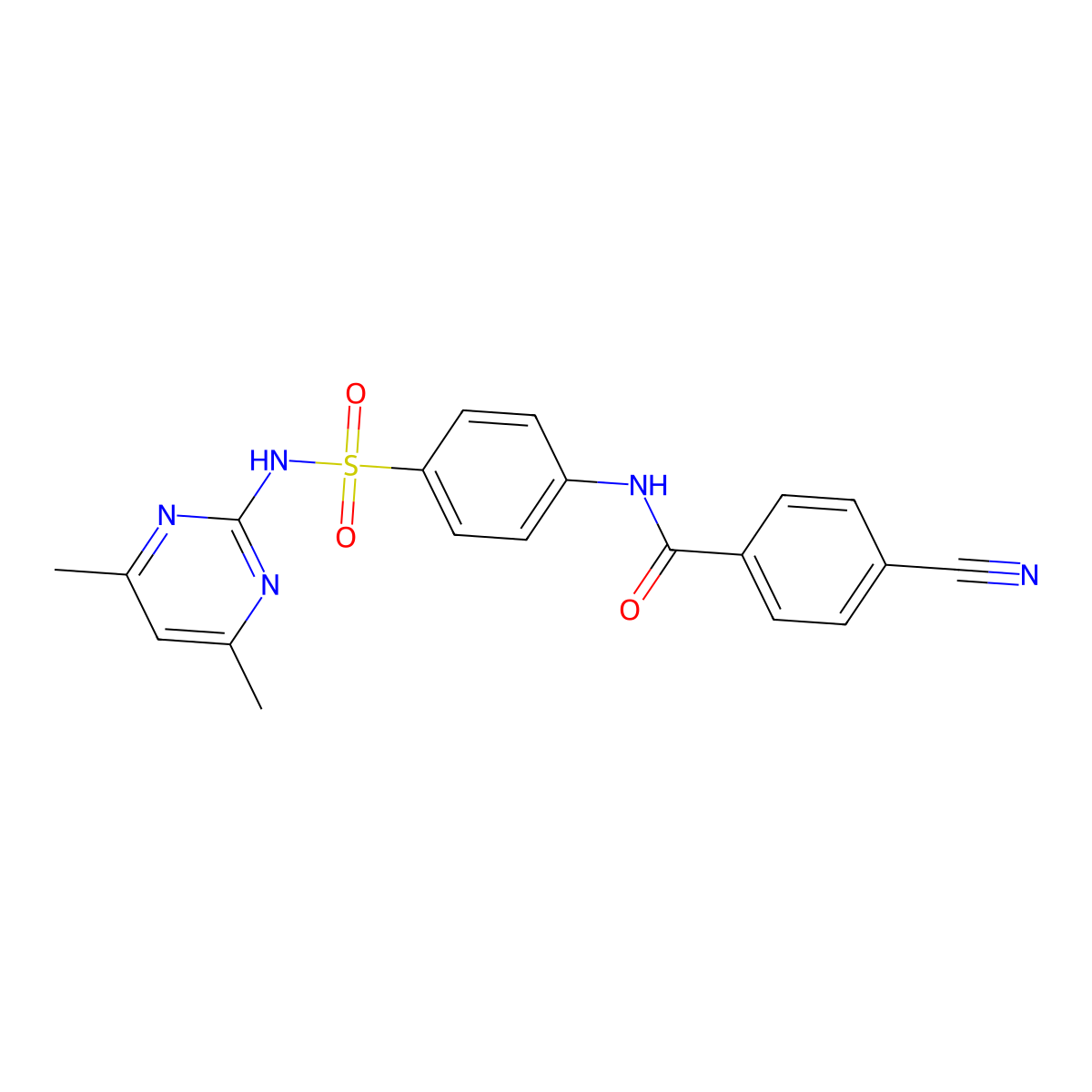 4-cyano-N-(4-(N-(4,6-dimethylpyrimidin-2-yl)sulfamoyl)phenyl)benzamide molecular structure, CAS 307514-15-4