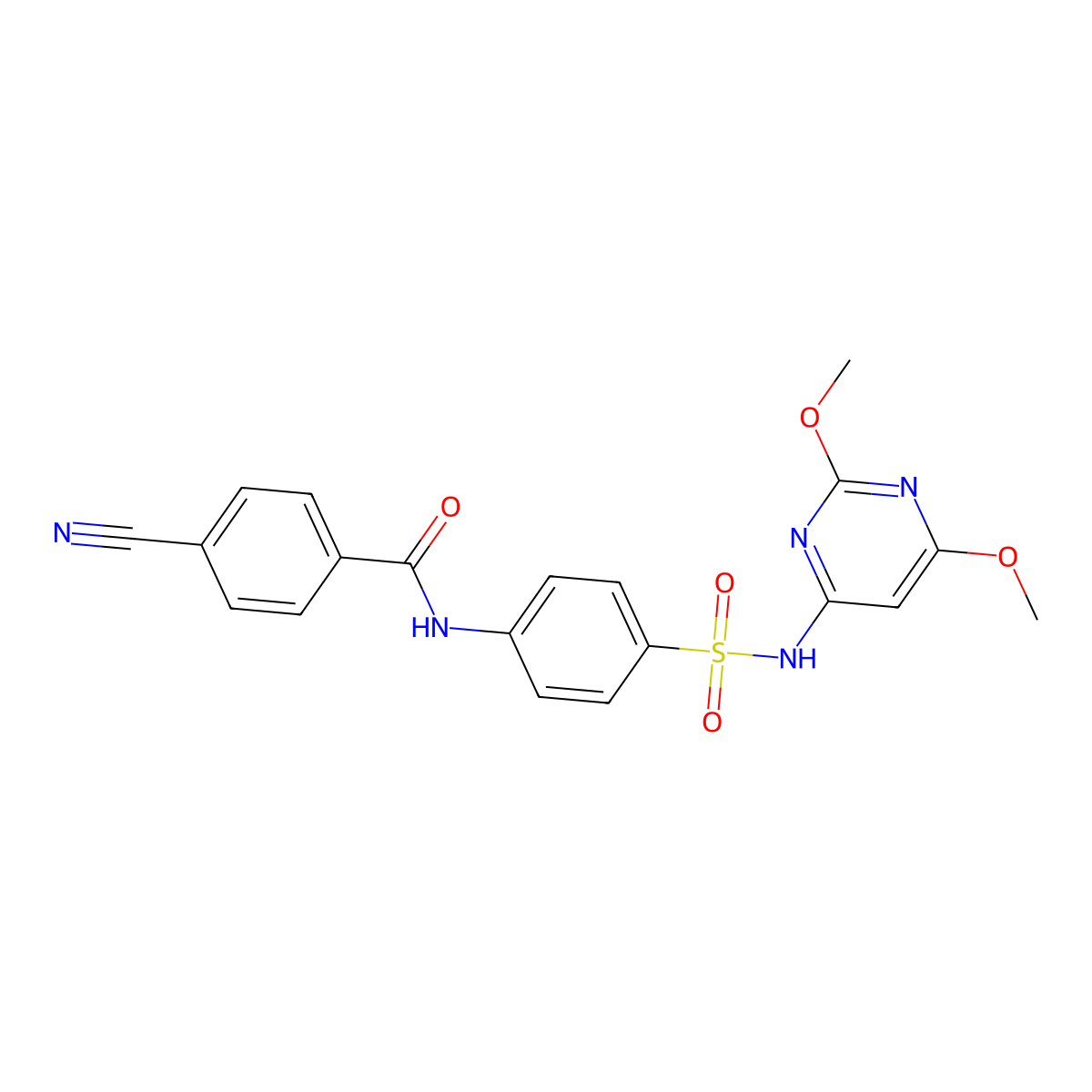 4-cyano-N-{4-[(2,6-dimethoxypyrimidin-4-yl)sulfamoyl]phenyl}benzamide molecular structure, CAS 307514-16-5