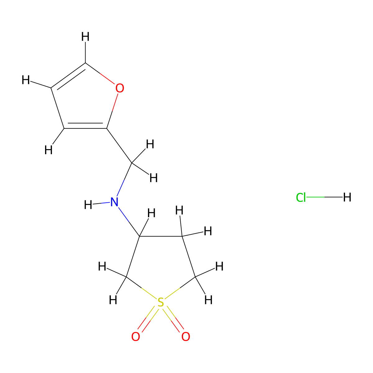 N-(1,1-dioxidotetrahydrothien-3-yl)-N-(2-furylmethyl)amine hydrochloride molecular structure, CAS 307519-75-1