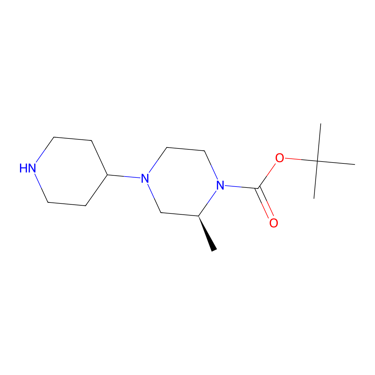tert-butyl (2S)-2-methyl-4-(piperidin-4-yl)piperazine-1-carboxylate molecular structure, CAS 3075211-05-8