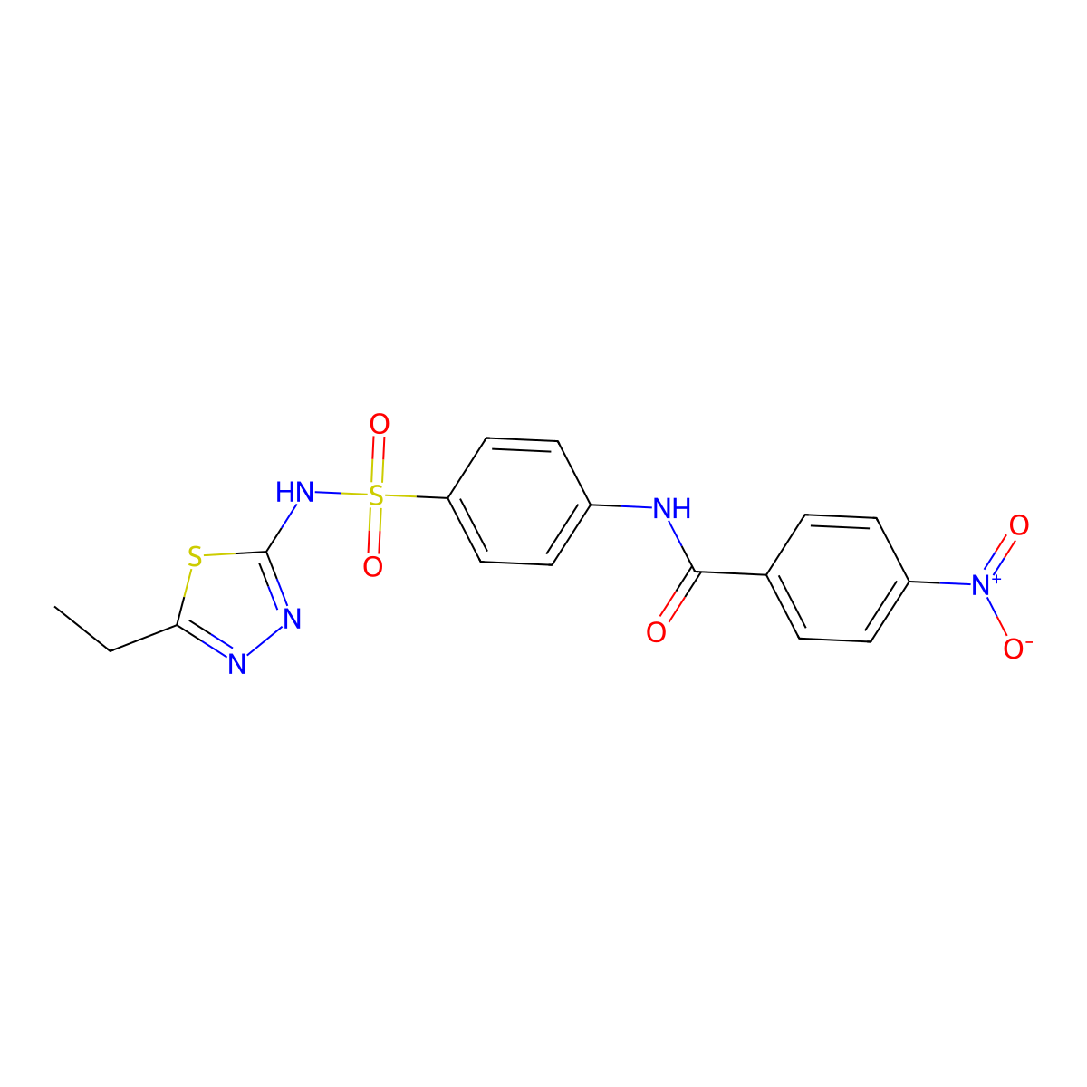 N-{4-[(5-ethyl-1,3,4-thiadiazol-2-yl)sulfamoyl]phenyl}-4-nitrobenzamide molecular structure, CAS 307524-05-6