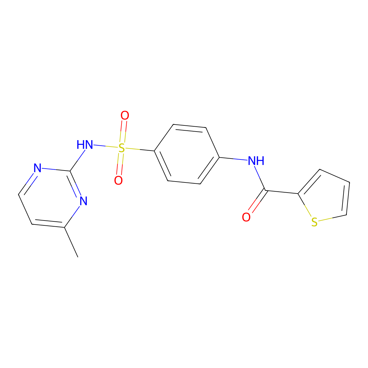 N-{4-[(4-methylpyrimidin-2-yl)sulfamoyl]phenyl}thiophene-2-carboxamide molecular structure, CAS 307524-14-7