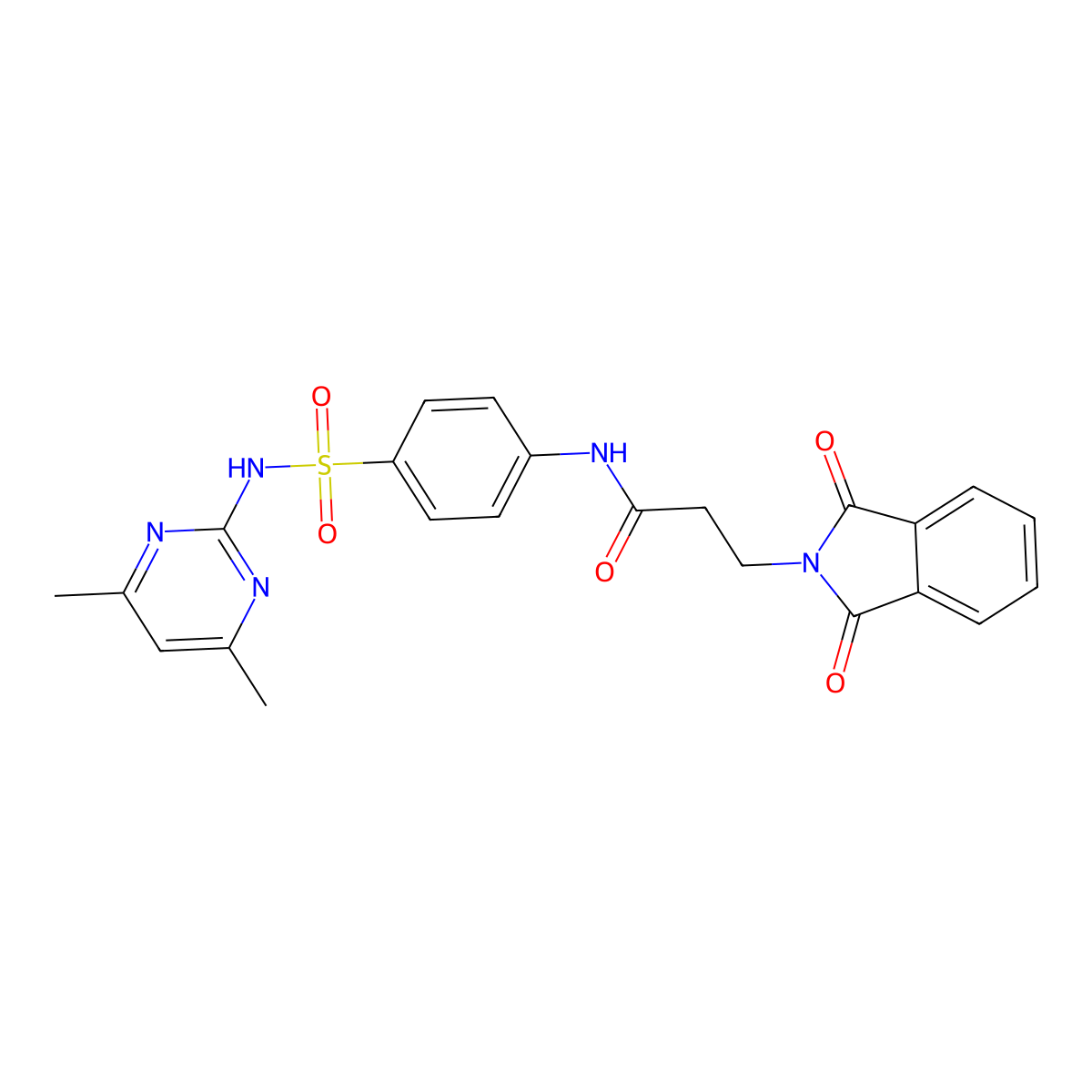 N-(4-{[(4,6-dimethylpyrimidin-2-yl)amino]sulfonyl}phenyl)-3-(1,3-dioxobenzo[c] azolidin-2-yl)propanamide molecular structure, CAS 307524-16-9