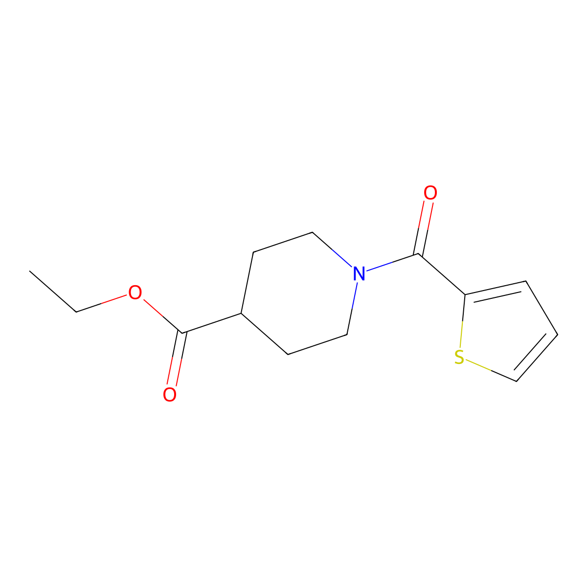 Ethyl 1-(2-thienylcarbonyl)-4-piperidinecarboxylate molecular structure, CAS 307524-34-1