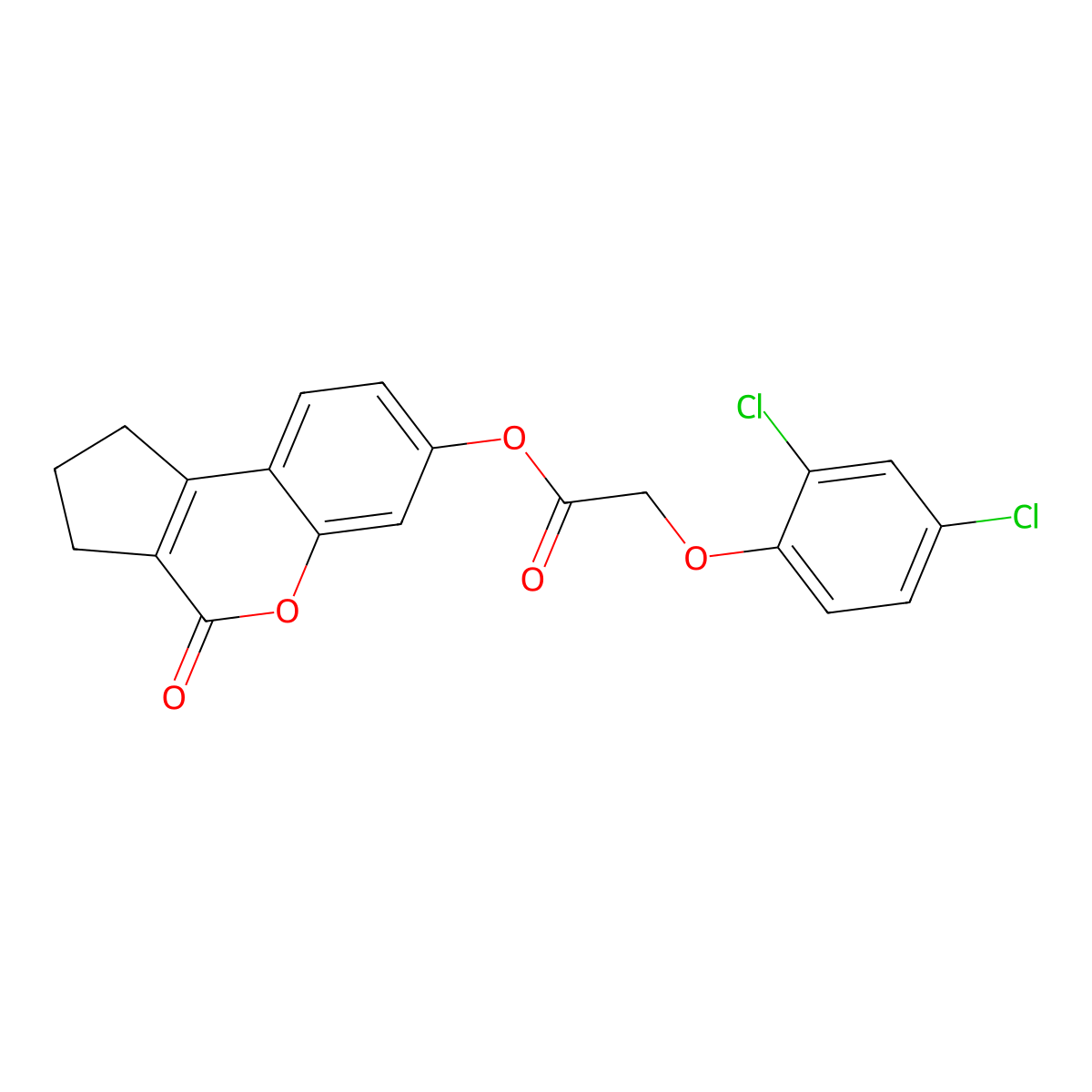 4-Oxo-1,2,3,4-tetrahydrocyclopenta[c]chromen-7-yl (2,4-dichlorophenoxy)acetate molecular structure, CAS 307524-71-6