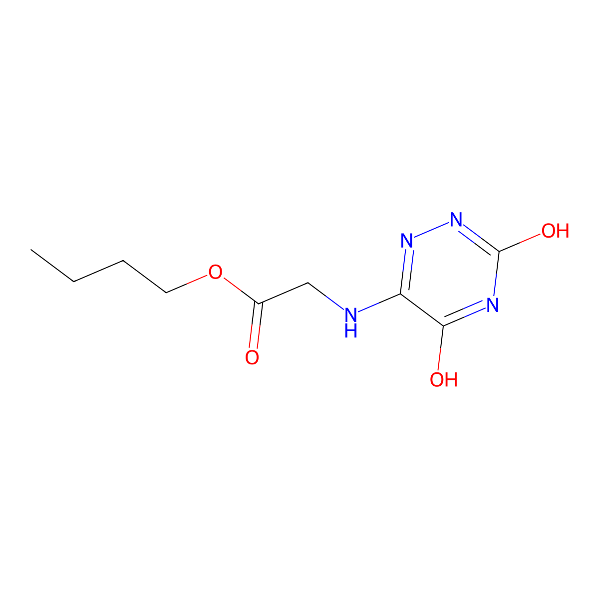 (3,5-Dioxo-2,3,4,5-tetrahydro-[1,2,4]triazin-6-ylamino)-acetic acid butyl ester molecular structure, CAS 307524-88-5