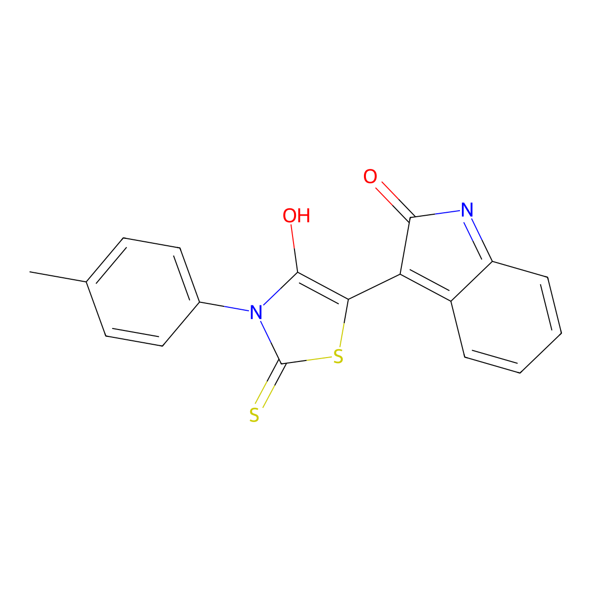(Z)-5-(2-oxoindolin-3-ylidene)-2-thioxo-3-(p-tolyl)thiazolidin-4-one molecular structure, CAS 307525-24-2