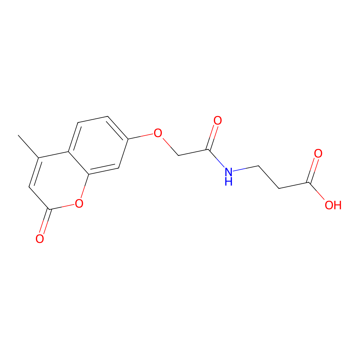 beta-Alanine, N-[2-[(4-methyl-2-oxo-2H-1-benzopyran-7-yl)oxy]acetyl]- molecular structure, CAS 307525-72-0