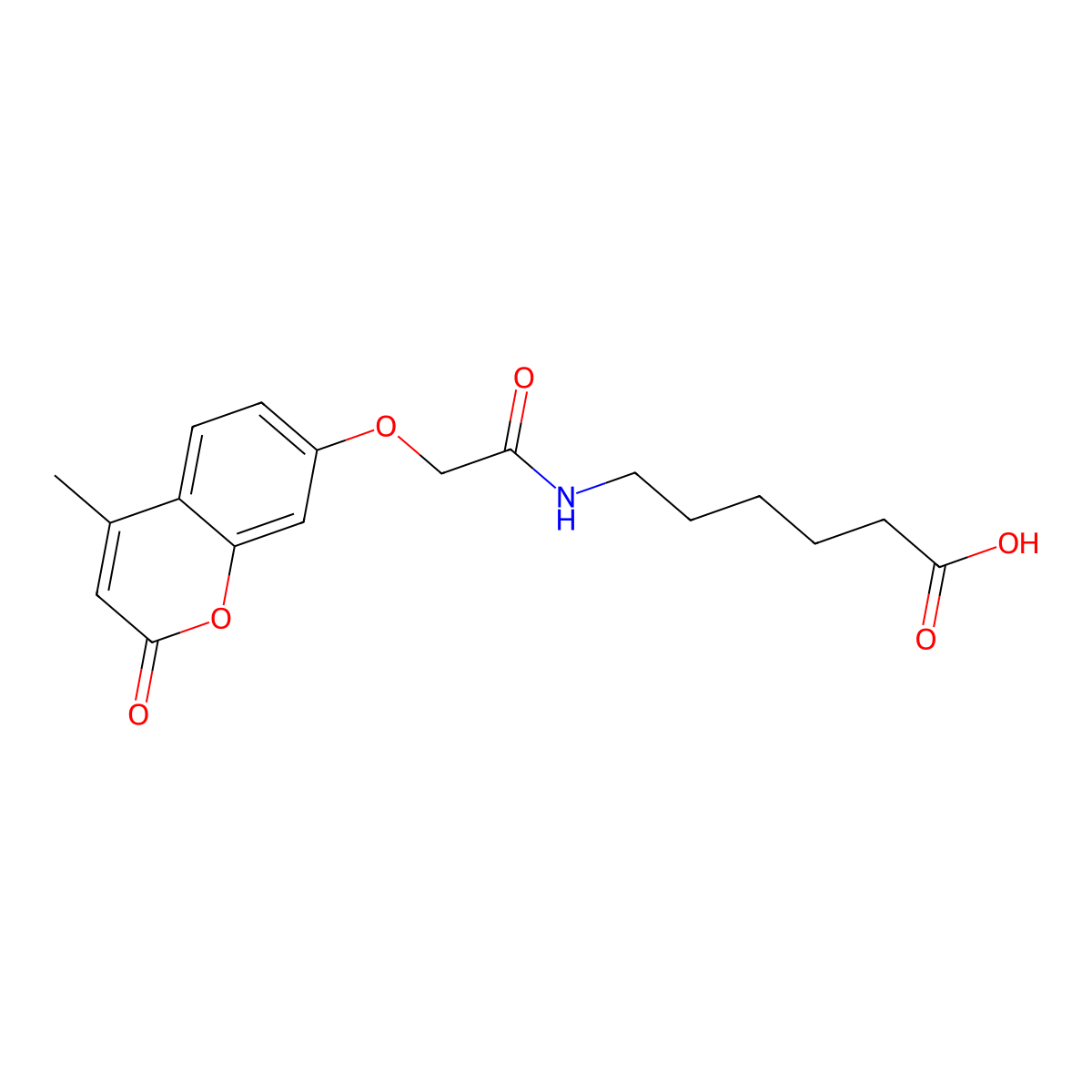 6-[[2-(4-Methyl-2-oxochromen-7-yl)oxyacetyl]amino]hexanoic acid molecular structure, CAS 307525-74-2