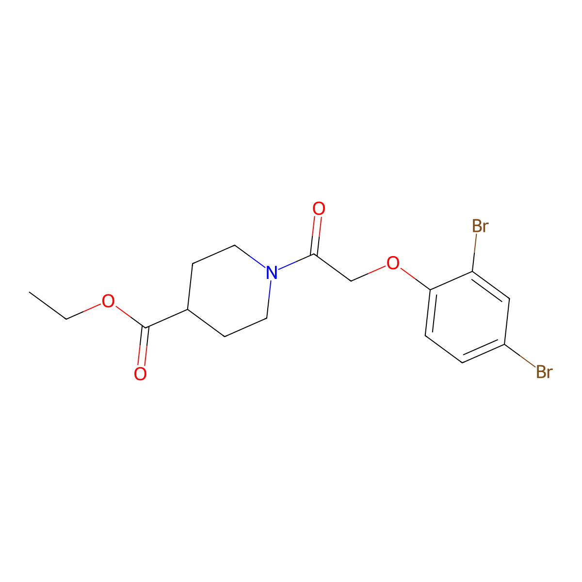 Ethyl 1-[2-(2,4-dibromophenoxy)acetyl]piperidine-4-carboxylate molecular structure, CAS 307525-89-9