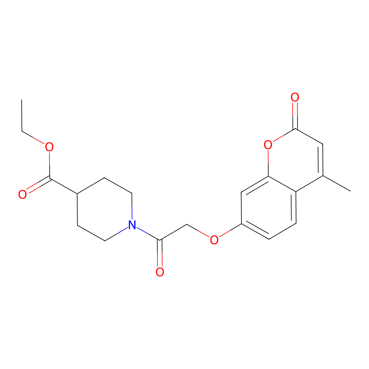 Ethyl 1-[2-(4-methyl-2-oxochromen-7-yl)oxyacetyl]piperidine-4-carboxylate molecular structure, CAS 307525-92-4