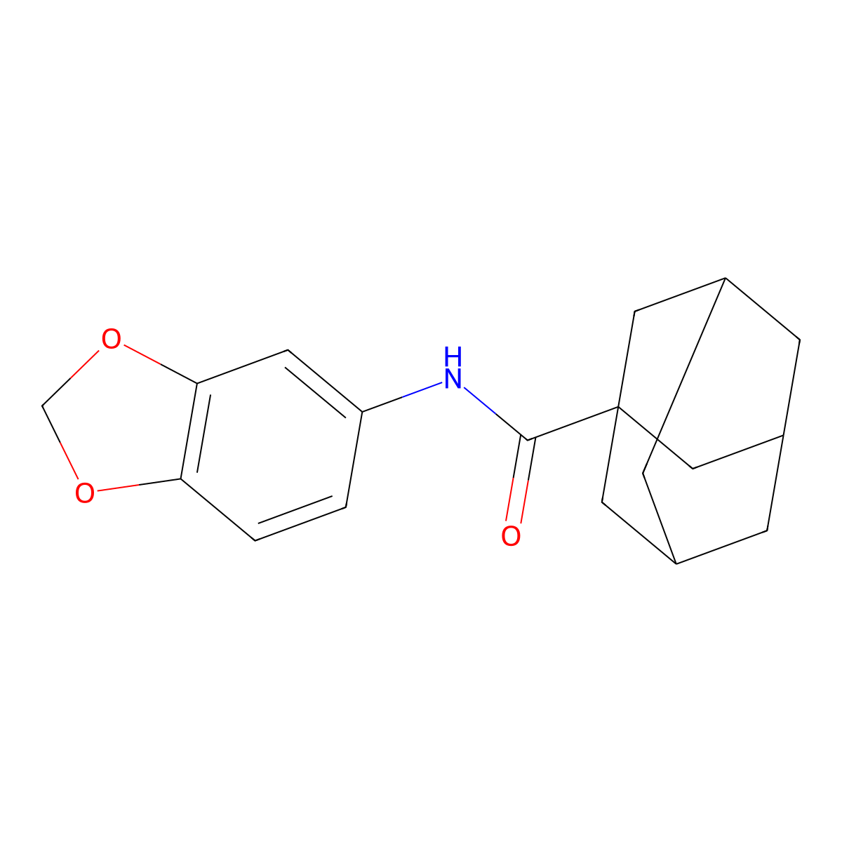 N-(1,3-Benzodioxol-5-yl)-1-adamantanecarboxamide molecular structure, CAS 307525-95-7
