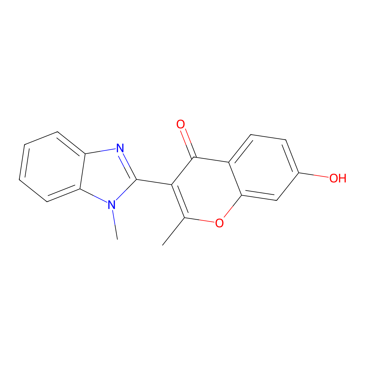 7-hydroxy-2-methyl-3-(1-methyl-1H-benzo[d]imidazol-2-yl)-4H-chromen-4-one molecular structure, CAS 307526-35-8