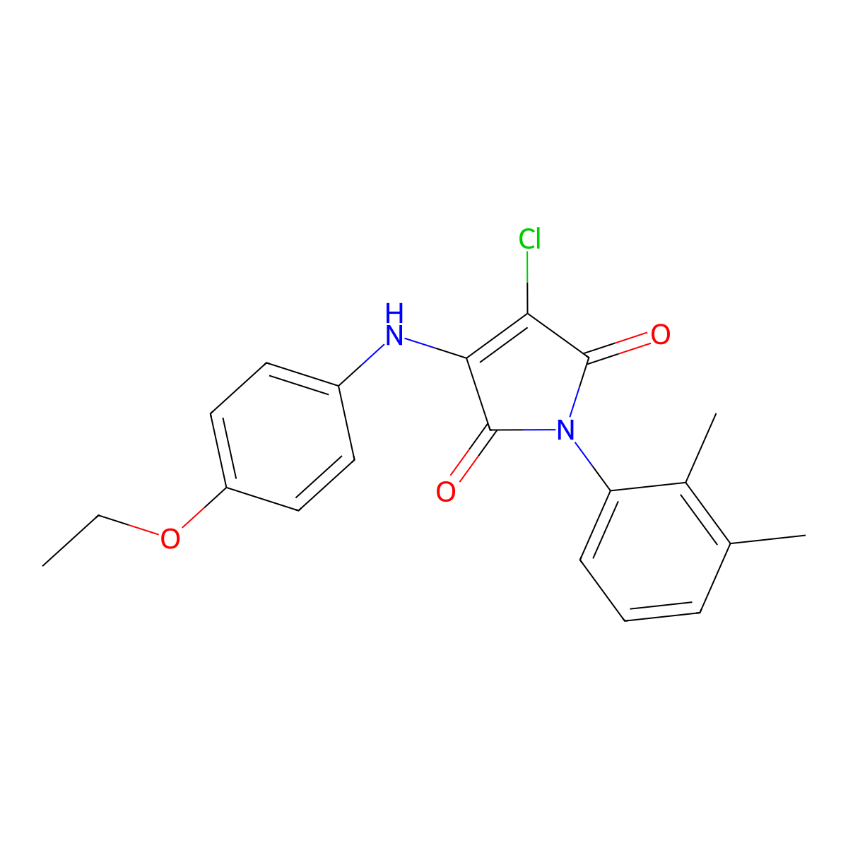 3-Chloro-1-(2,3-dimethylphenyl)-4-(4-ethoxyanilino)pyrrole-2,5-dione molecular structure, CAS 307527-91-9