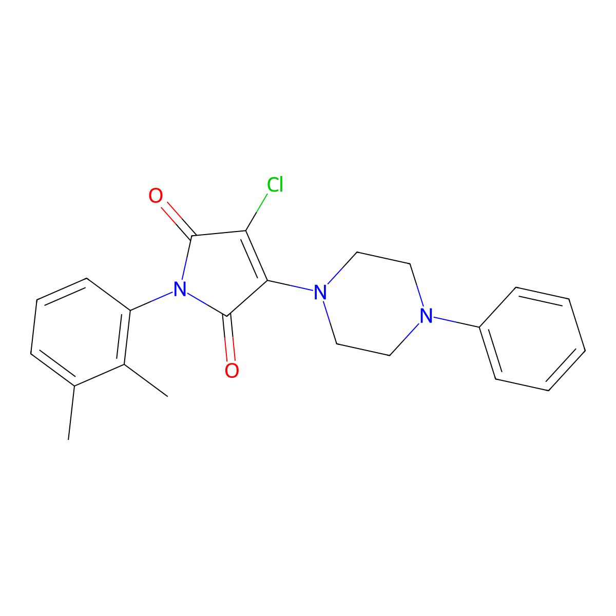 3-chloro-1-(2,3-dimethylphenyl)-4-(4-phenylpiperazin-1-yl)-1H-pyrrole-2,5-dione molecular structure, CAS 307527-98-6