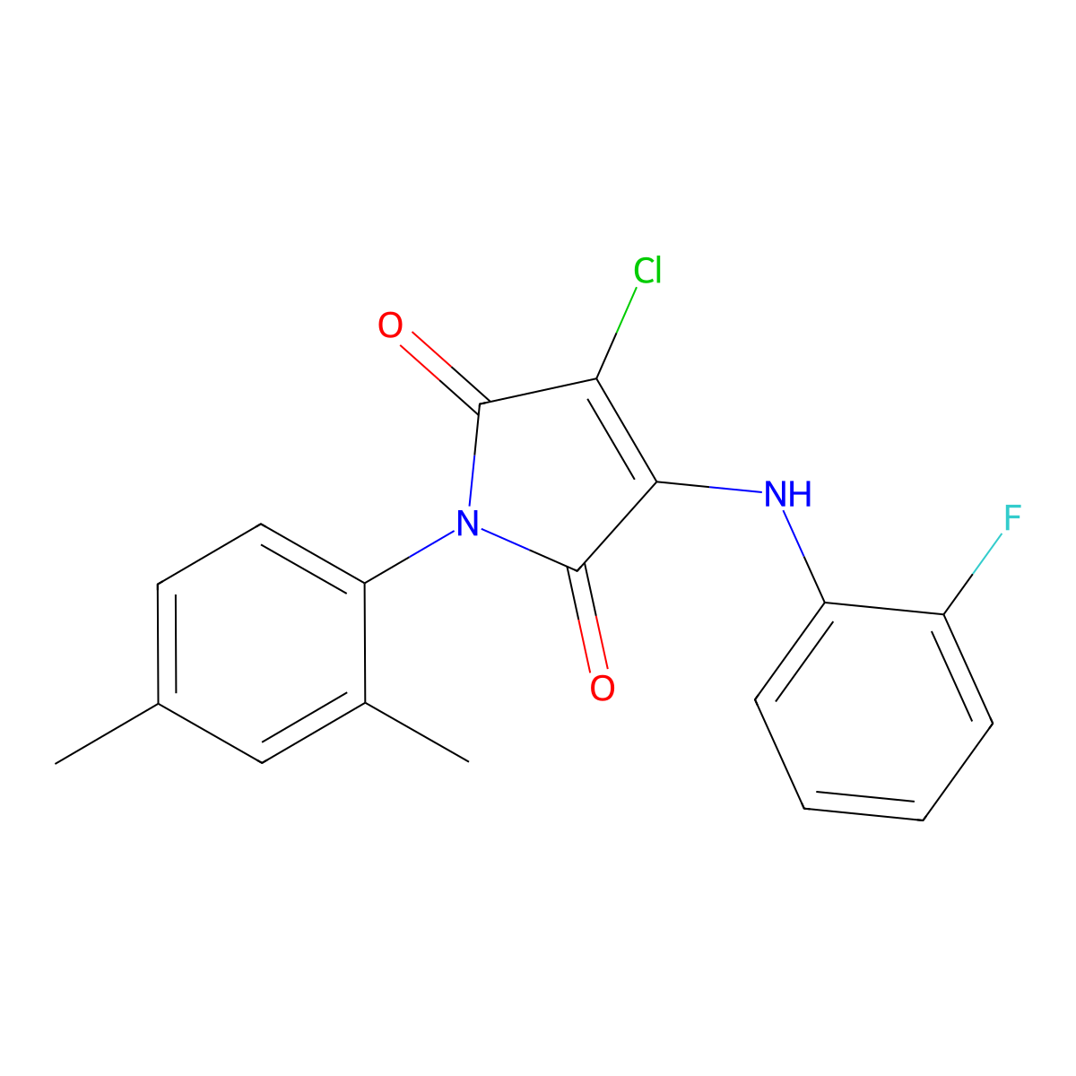 3-Chloro-1-(2,4-dimethylphenyl)-4-(2-fluoroanilino)pyrrole-2,5-dione molecular structure, CAS 307528-02-5