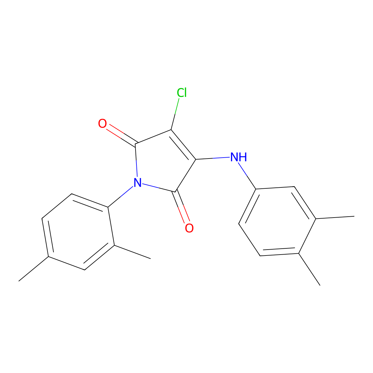 3-chloro-1-(2,4-dimethylphenyl)-4-((3,4-dimethylphenyl)amino)-1H-pyrrole-2,5-dione molecular structure, CAS 307528-09-2