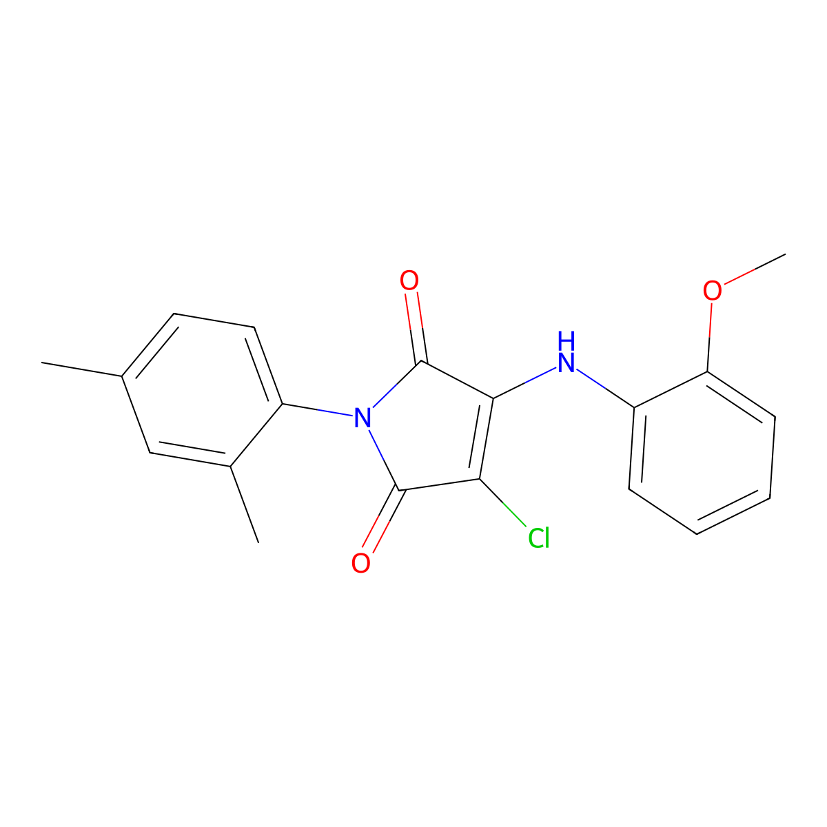 3-chloro-1-(2,4-dimethylphenyl)-4-(2-methoxyanilino)-1H-pyrrole-2,5-dione molecular structure, CAS 307528-11-6