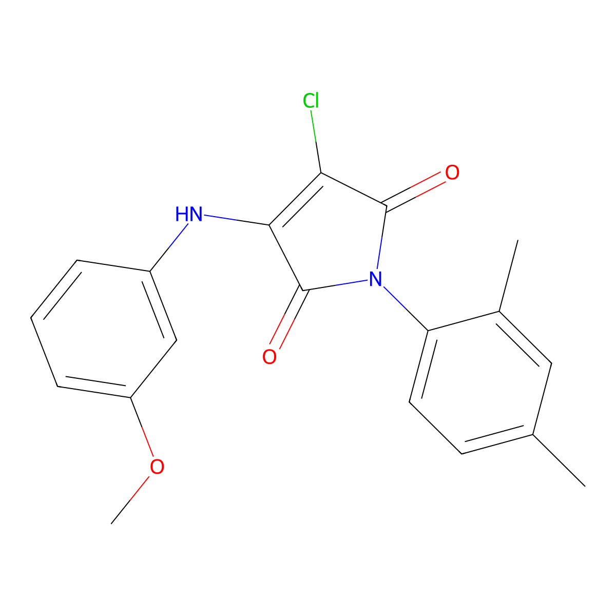 3-chloro-1-(2,4-dimethylphenyl)-4-((3-methoxyphenyl)amino)-1H-pyrrole-2,5-dione molecular structure, CAS 307528-12-7