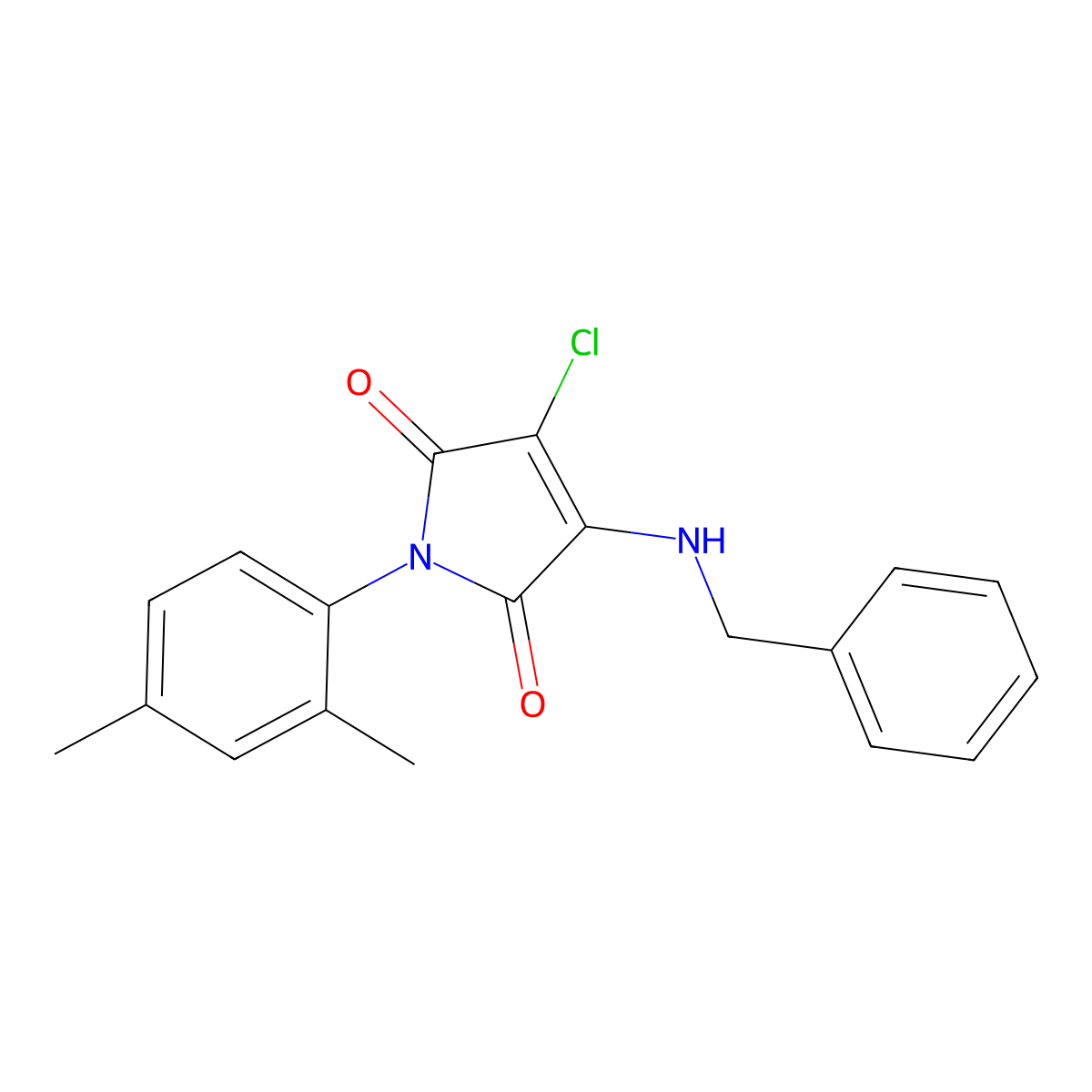 3-(benzylamino)-4-chloro-1-(2,4-dimethylphenyl)-1H-pyrrole-2,5-dione molecular structure, CAS 307528-20-7