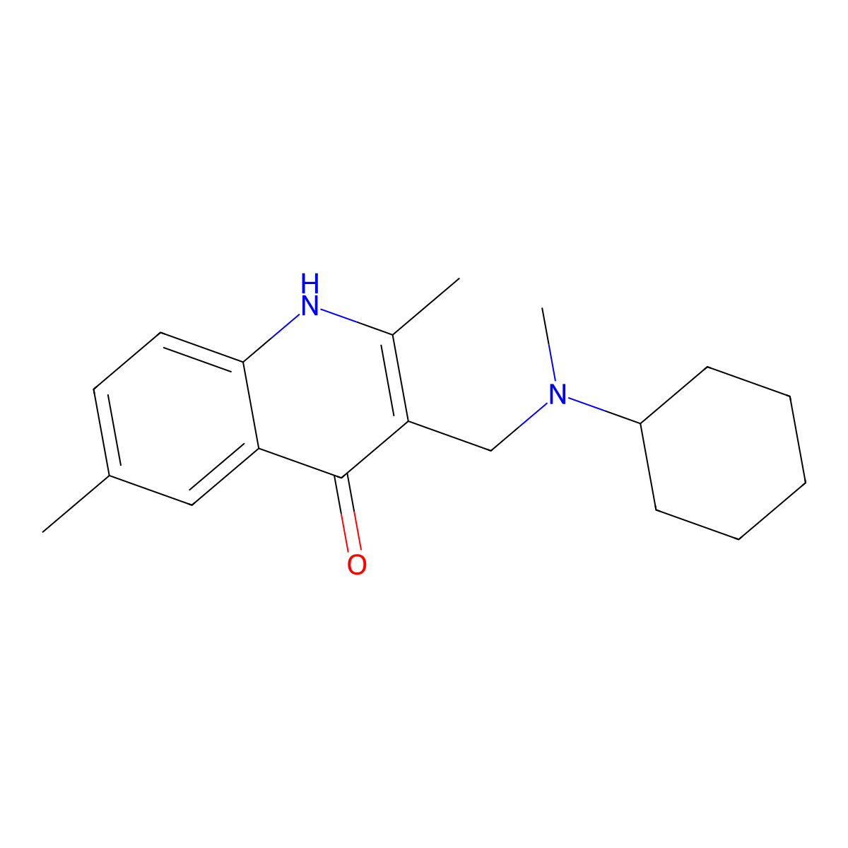 3-{[Cyclohexyl(methyl)amino]methyl}-2,6-dimethyl-4-quinolinol molecular structure, CAS 307528-69-4