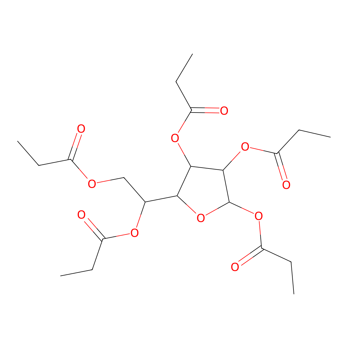 [2-Propanoyloxy-2-[3,4,5-tri(propanoyloxy)oxolan-2-yl]ethyl] propanoate molecular structure, CAS 307531-77-7
